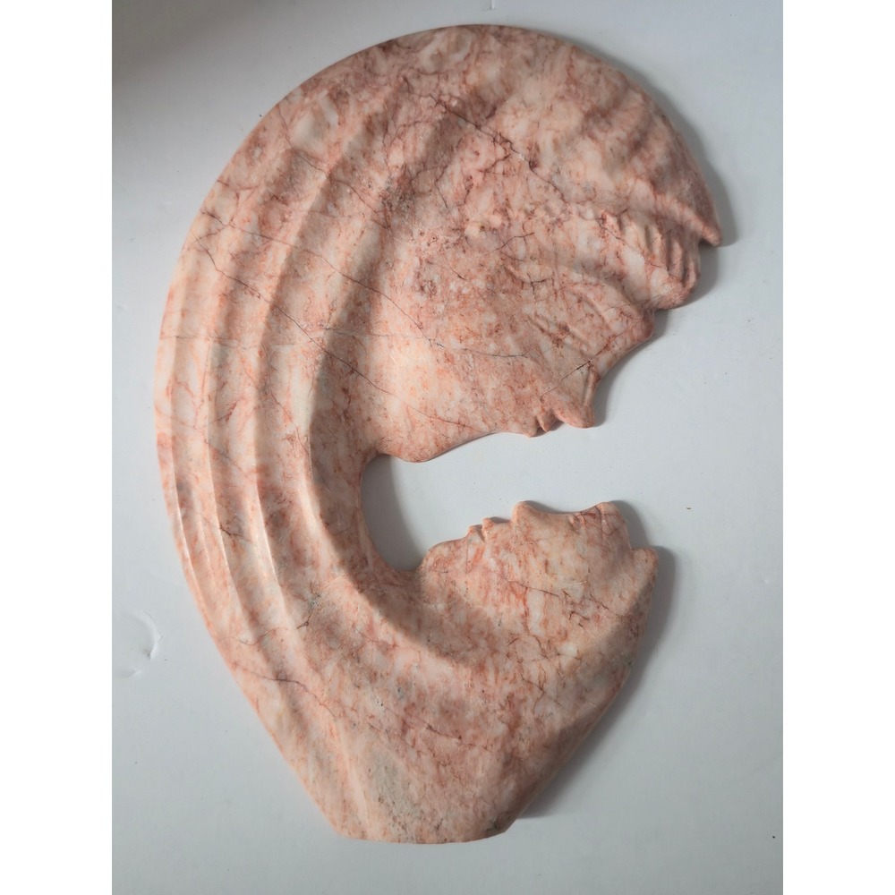Vintage Carved Pink Marble Madonna & Child Abstract Sculpture